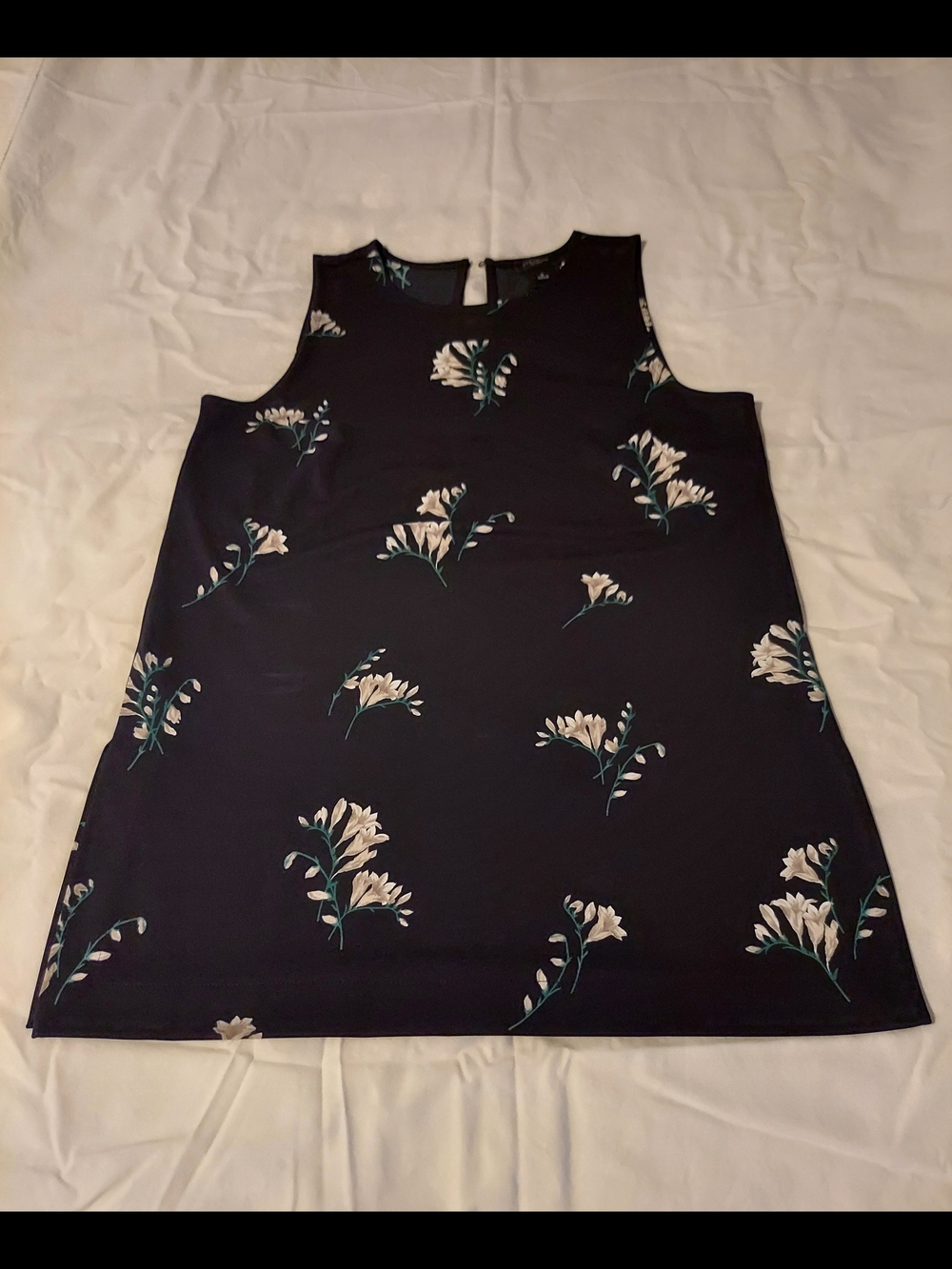 Ann Taylor Factory Navy Floral Sleeveless Tunic